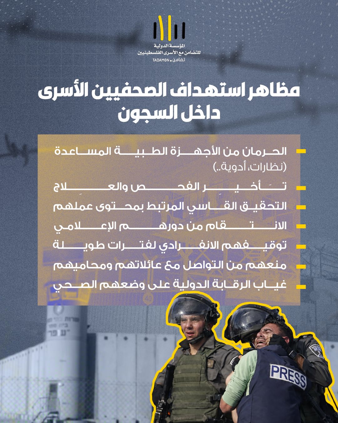 مظاهر استهداف الصحفيين الأسرى داخل السجون